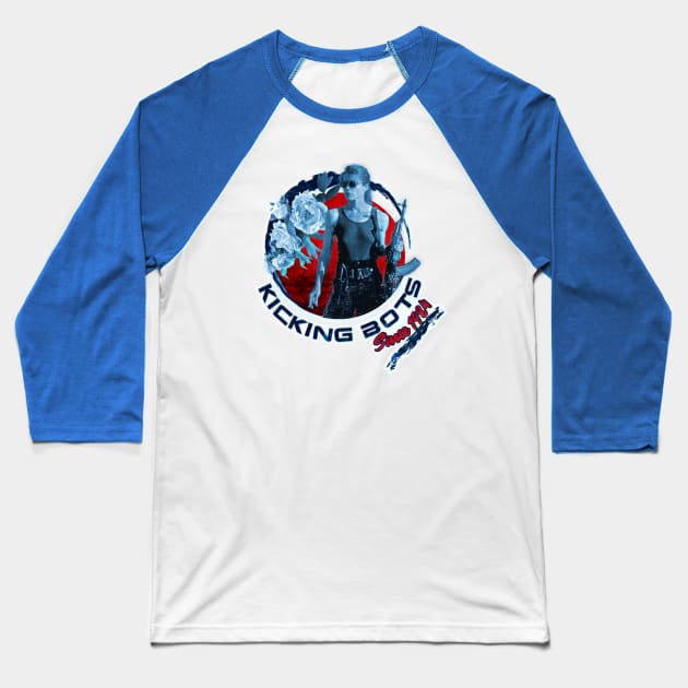 Sarah Kicking Bots Since 1984 Grunge Baseball T-Shirt by SimonSay